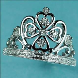 10K Gold Ladies Crown Genuine Diamond Ring SIZE 7  