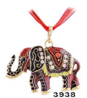 4p Elephant 38*28MM Pendant Necklaces Enamel Antique Bronze Czech 