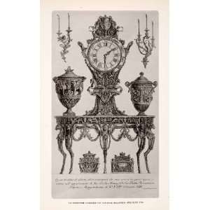  1952 Print Furniture Cardinal Rezzonico Clock Table Candelabra 