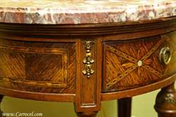 Antique Marble Top French Inlaid End Table Nighstand  