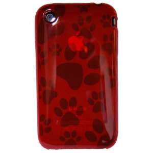  KingCase Dog Prints Soft Case for iPhone 3G / 3GS   Red  