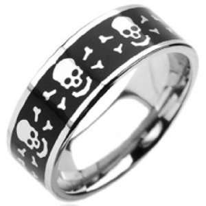  Skull and Crossbones Laser Engraved Band Jewelry