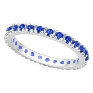 50ct Natural Blue Sapphire Eternity Stackable Wedding Ring Band 