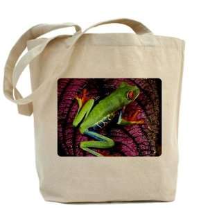    Tote Bag Red Eyed Tree Frog on Purple Leaf 