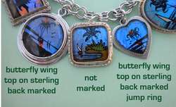 Vintage Sterling Charm Bracelet Butterfly Wing Wings Charms  