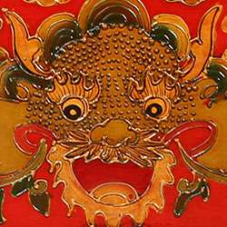 Hand painted Tibetan Red Dragons Storage Cabinet  