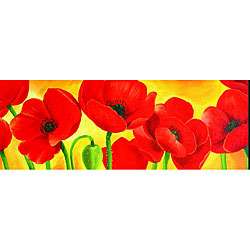 Hand painted Brilliant Poppy Gallery Wrapped Canvas Art   