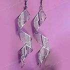   Tone Vintage Stainless Steel Spiral Hollow Corrugated Dangle Earrings