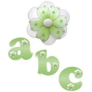 com Green Daisy Flower Alphabet Letter Name Wall Sticker baby nursery 