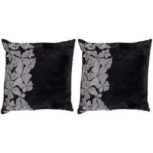  Surya Black and Silver 18 Square Set of 2 Accent Pillows 