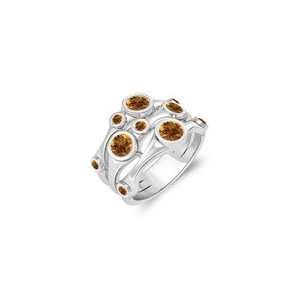  0.85 Cts Citrine Ring in 14K White Gold 5.0 Jewelry