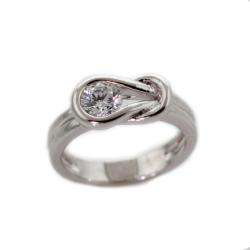Silvertone with Overlay Cubic Zirconia Small Knot Ring  