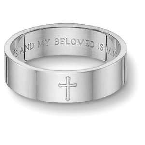  8mm Sterling Silver Song of Solomon Cross Wedding Band Ring Jewelry