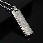 Men Silver Stainless Steel Pendant Bible Necklace Chain