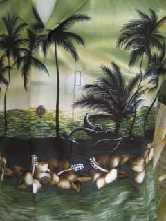   Hawaiian Sunset Palm Tree Men Aloha Shirt ~ MADE IN HAWAII  
