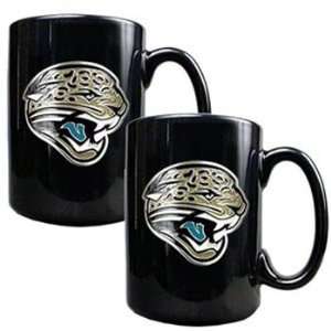  Jacksonville Jaguars NFL 2pc Black Ceramic Mug Set 