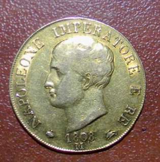 ITALY GOLD COIN, 40 LIRE, 1808m,NAPOLEONE,12,9g  
