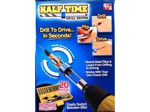 AS SEEN ON TV HALF TIME DRILL DRIVER HAND TOOL WITH STORAGE CASE NIB 