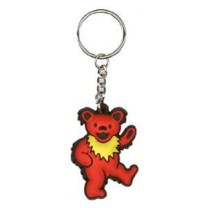  Grateful Dead   Red Dancing Bear   Rubber Keychain 