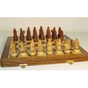  Isle of Lewis Etched Magnetic Folding Chess Set with Vinyl 