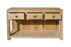 Rustic Raw Wood 3 Drawers Side Console Table ss779  