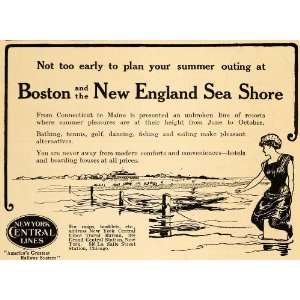   Ad NY Central Lines Boston New England Shore Trip   Original Print Ad