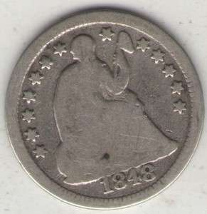 USA US COIN 1/2 DIME 1848 o VG  
