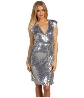   100% Authentic Michael Kors Large Silver Sequin Wrap Dress MSRP$150.00