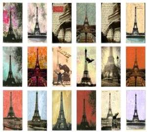 Eiffel Tower Domino 1x2 Images Scrapbook Sheet Print  
