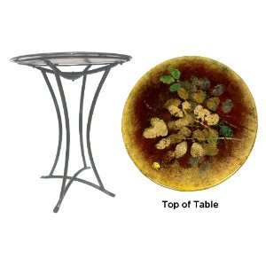  Floral Fused Glass Metal Table