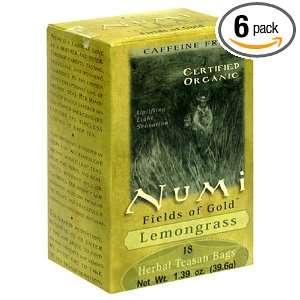 Numi Tea Fields of Gold, Lemongrass Herbal Tessan, Tea Bags, 18 Count 