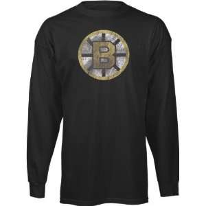  Boston Bruins Old Time Black Distressed Long Sleeve T 