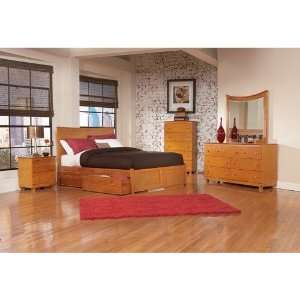  Miami Platform Bed with Flat Panel Footboard and Drawers 