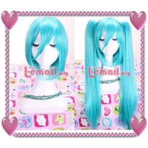  70cm Long Blue Straight Clips on Ponytails Cosplay Hair 