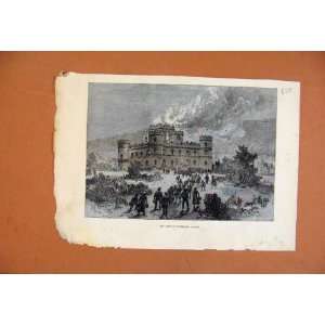  C1871 Fire At Inverary Castle Antique Print