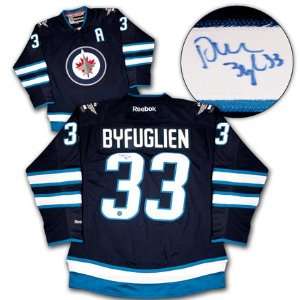  DUSTIN BYFUGLIEN Winnipeg Jets SIGNED 2011 Reebok Hockey 