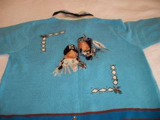 Storybook Knits Indian Children blue sweater  EXCELLENT size 2X 