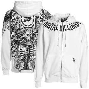  Metal Mulisha White Black Lung Full Zip Hoody Sweatshirt 