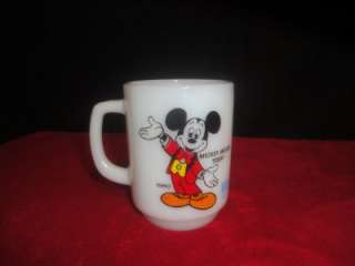 Mickey Mouse Disney Vtg 1980 Fire King Mug Milk Glass Pepsi Anchor 