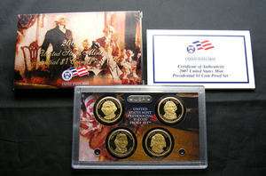 2007 U.S. Mint Presidential Dollars 4 Coin Proof Set (In Original Box 