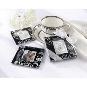 Coasters Timeless Traditions Elegant Black White Glass (24 