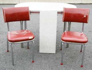 Vtg 50s FORMICA TABLE & 2 CHAIRS mid century atomic retro dinette 
