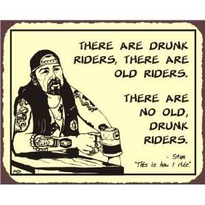   No Old Drunk Riders Vintage Metal Art Motorcycle Retro Tin Biker Sign