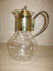 Carafe Claret Pitcher Glass with Brass Tone Mount and Lid