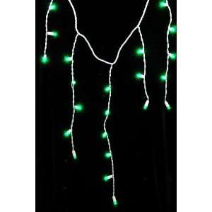  Green LED Icicle Lights with White Wire
