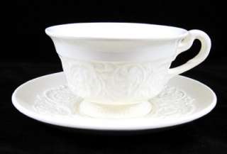 FOUR VINTAGE WEDGWOOD PATRICIAN EMBOSSED CUP & SAUCERS  