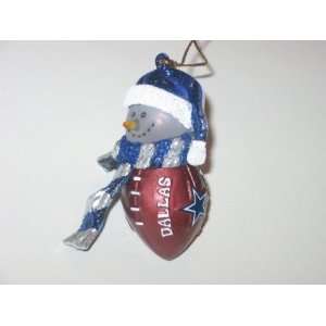   75 Striped Snowman with Scarf Touchdown Football CHRISTMAS ORNAMENT