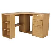 Fraser Corner Desk With Storage, Oak Effect