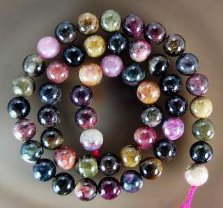 8mm Natural Colorful Tourmaline Round Beads 16  