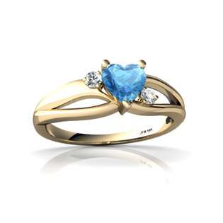 14k Yellow Gold Band 9MM Round Blue Topaz Ring  Gem Avenue Jewelry 